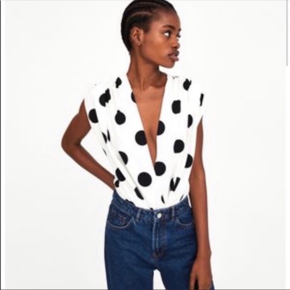 zara polka dot bodysuit